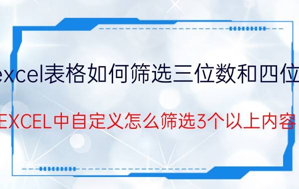 excel表格如何筛选三位数和四位数 EXCEL中自定义怎么筛选3个以上内容？